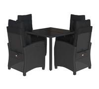 vidaXL Ensemble de jardin 5 pièces avec coussins Noir Poly Rattan