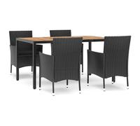 vidaXL Ensemble de jardin 5 pièces avec coussins Noir Poly Rattan
