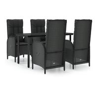 vidaXL Ensemble de jardin 5 pièces avec coussins Noir Poly Rattan