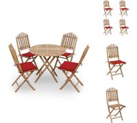 vidaXL Ensemble de jardin 5 pièces avec coussins Pliable Bambou - Ensemble de meubles de jardin