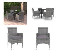 vidaXL Ensemble de jardin 5 pièces avec coussins Poly Rattan et verre - Garniture de jardin - Garniture de jardin - Garniture Pour Extérieur - Table Et Chaise De Jardin