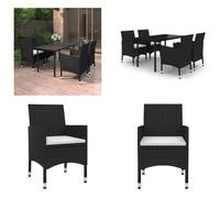 vidaXL Ensemble de jardin 5 pièces avec coussins Poly Rattan et verre - Garniture de jardin - Garniture de jardin - Garniture Pour Extérieur - Table Et Chaise De Jardin
