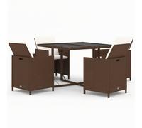 vidaXL Ensemble de jardin 5 pièces avec coussins Poly rotin brun