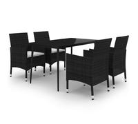 vidaXL Ensemble de jardin 5 pièces avec coussins Poly rotin et verre