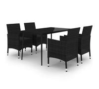 vidaXL Ensemble de jardin 5 pièces avec coussins Poly rotin et verre