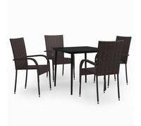 vidaXL Ensemble de jardin 5 pièces brun et noir