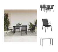 vidaXL Ensemble de jardin 5 pièces noir acier et textilène - Ensemble de meubles de jardin