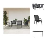 vidaXL Ensemble de jardin 5 pièces noir acier et textilène - Ensemble de meubles de jardin