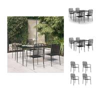 vidaXL Ensemble de jardin 5 pièces noir corde de coton et acier - ensembles de meubles de jardin