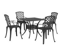 vidaXL Ensemble de jardin 5 pièces noir fonte d'aluminium