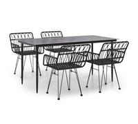 vidaXL Ensemble de jardin 5 pièces noir Poly rotin