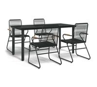 vidaXL Ensemble de jardin 5 pièces noir rotin PVC