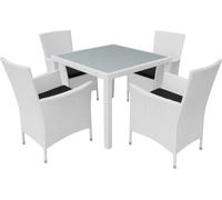 vidaXL Ensemble de jardin 5 pièces Poly rotin blanc crème