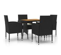 vidaXL Ensemble de jardin 5 pièces Poly rotin noir