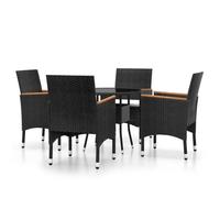 vidaXL Ensemble de jardin 5 pièces Poly rotin noir