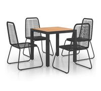 vidaXL Ensemble de jardin 5 pièces PVC rotin noir et brun
