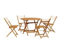 vidaXL Ensemble de jardin 5 pièces tissu et bois massif blanc crème