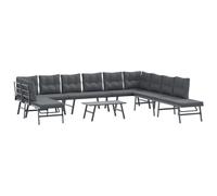 Bancs de jardin avec coussins lot de 6 acier enduit de poudre, banc, banc de parc, siège d'extérieur, banc 3283729