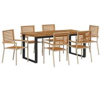 vidaXL Ensemble de jardin 7 pcs Beige Bois massif Acacia