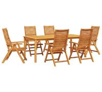vidaXL Ensemble de jardin 7 pcs brun bois massif acacia