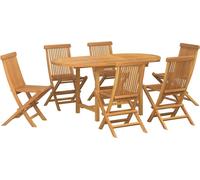 vidaXL Ensemble de jardin 7 pcs brun bois massif teck