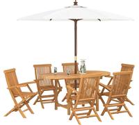 vidaXL Ensemble de jardin 7 pcs brun bois massif teck