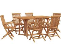 vidaXL Ensemble de jardin 7 pcs brun bois massif teck