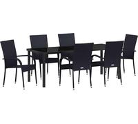 vidaXL Ensemble de jardin 7 pcs noir Acier revêtu par poudre