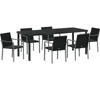 vidaXL Ensemble de jardin 7 pcs noir et gris rotin PE