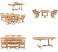 vidaXL Ensemble de jardin 7 pièces 150 200 x 100 x 75 cm teck massif - Ensemble de meubles de jardin - Table Et Chaises De Jardin - Tables Et Chaises De Jardin