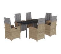 vidaXL Ensemble de jardin 7 pièces avec coussins Beige Poly rotin