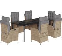 vidaXL Ensemble de jardin 7 pièces avec coussins Beige Poly rotin