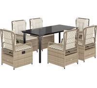 vidaXL Ensemble de jardin 7 pièces avec coussins Beige Poly rotin
