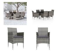 vidaXL Ensemble de jardin 7 pièces avec coussins Gris et Noir - Garden dining group - Garden dining groups - Garden set of furniture