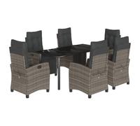 vidaXL Ensemble de jardin 7 pièces avec coussins Gris Poly rotin