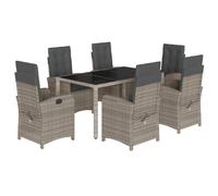 vidaXL Ensemble de jardin 7 pcs 3212217 - à manger avec coussins, dossier réglable - Gris polyrotin