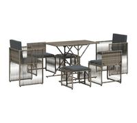 vidaXL Ensemble de jardin 7 pièces avec coussins Gris Poly rotin