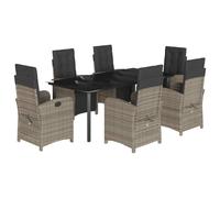 vidaXL Ensemble de jardin 7 pièces avec coussins Gris Poly rotin