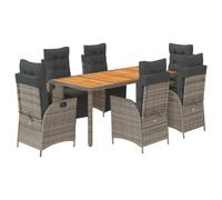 vidaXL Ensemble de jardin 7 pièces avec coussins, Gris poly rotin