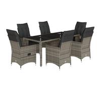 vidaXL Ensemble de jardin 7 pièces avec coussins 190 x 90 x 75 cm Gris poly rotin