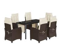 vidaXL Ensemble de jardin 7 pièces avec coussins Marron Poly rotin