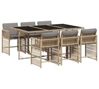 vidaXL Ensemble de jardin 7 pièces avec coussins Mélange beige Poly rotin