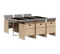 vidaXL Ensemble de jardin 7 pièces avec coussins Mélange beige Poly rotin