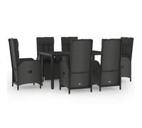 vidaXL Ensemble de jardin 7 pièces en poly rotin avec coussins Noir et gris