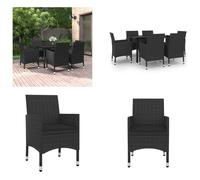 vidaXL Ensemble de jardin 7 pièces avec coussins Poly Rattan et verre - Garniture de jardin - Garniture de jardin - Garniture Pour Extérieur - Table Et Chaise De Jardin