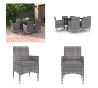 vidaXL Ensemble de jardin 7 pièces avec coussins Poly Rattan et verre - Garniture de jardin - Garniture de jardin - Garniture Pour Extérieur - Table Et Chaise De Jardin