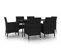 vidaXL Ensemble de jardin 7 pièces avec coussins Poly rotin et verre