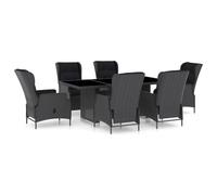 vidaXL Ensemble de jardin 7 pièces avec coussins Poly rotin gris foncé