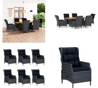 vidaXL Ensemble de jardin 7 pièces avec coussins Poly Rotin Gris Foncé - Ensemble de meubles de jardin - Table Et Chaise - Tables Et Chaises De Jardin