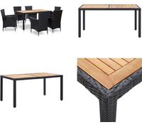 vidaXL Ensemble de jardin 7 pièces avec coussins Poly Rotin Noir - Ensemble de jardin - Garniture de jardin - Garniture de jardin